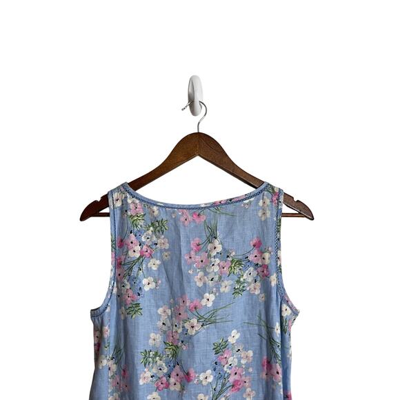 J. Jill Love Linen Floral Shift Dress Blue Pink White Flowers Womans Small - Picture 3 of 11
